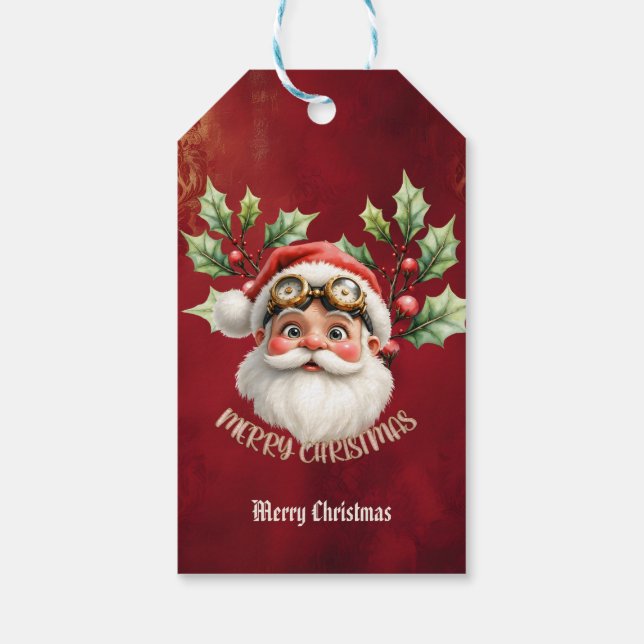 Ein wahnsinniger Steampunk-Weihnachtsmann Geschenkanhänger (Rückseite)