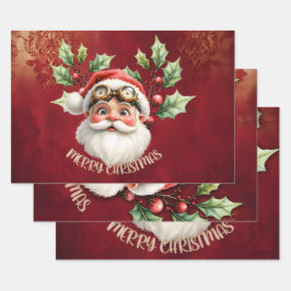 Ein wahnsinniger Steampunk-Weihnachtsmann Geschenkpapier Set