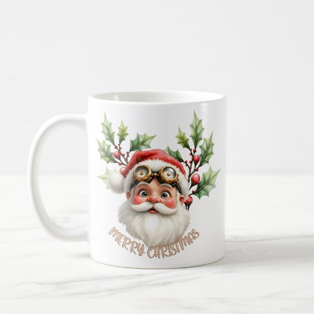 Ein wahnsinniger Steampunk-Weihnachtsmann Kaffeetasse (Links)