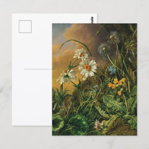 Ein Waldboden mit Gänseblümchen, Schlüsselblumen, Postkarte