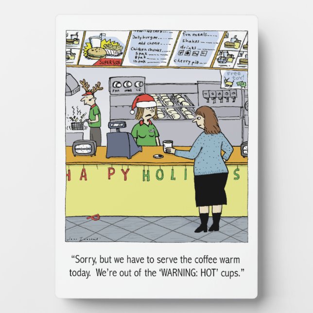 Ein warmes Kaffeehaus - Funny Holiday Cartoon Fotoplatte (Vorderseite)