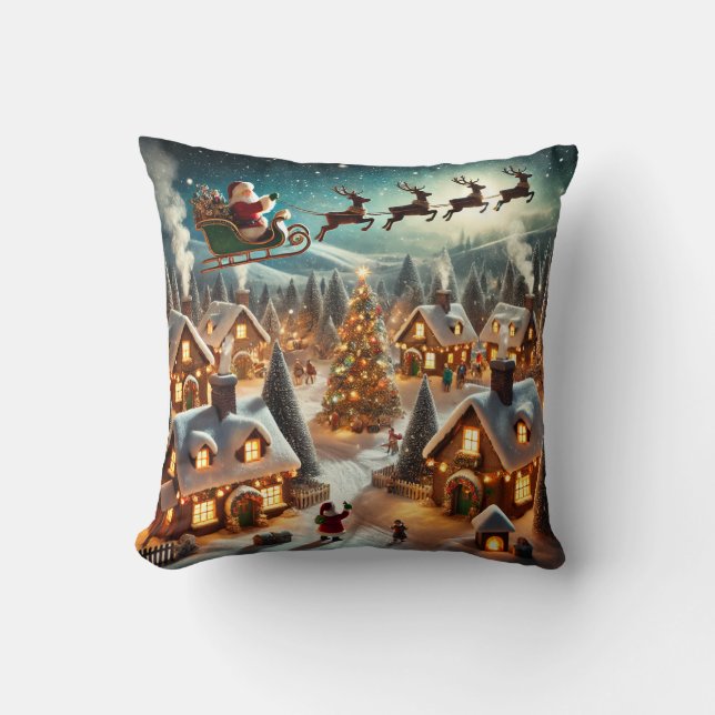 Ein warmes, märchenhaftes Weihnachtskissen Kissen (Vorderseite)
