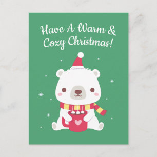 Ein warmes und gemütliches Weihnachten Eisbär Postkarte
