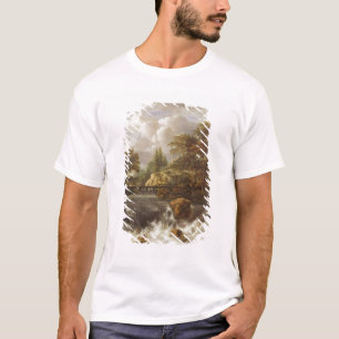 Ein Wasserfall in einer felsigen Landschaft, T-Shirt