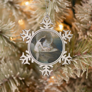 Ein Water Baby in Seashell von Bikini Nymph gefund Schneeflocken Zinn-Ornament