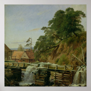 Ein Watermill in Christiania, c.1834 Poster