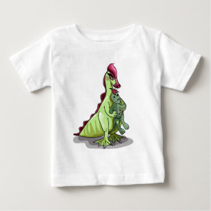 Ein weiblicher Hadrosaurus, der eine Puppe hält. Baby T-shirt