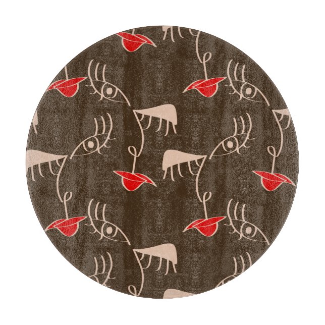 Ein weibliches Gesicht: abstraktes Muster. Schneidebrett (Vorderseite)