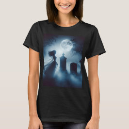 ein weibliches Gespenst in einem Friedhof mit Voll T-Shirt