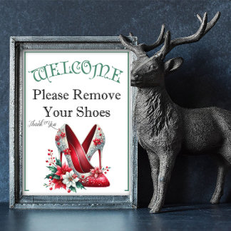 Ein Weihnachtliches Bitte Schuhe Ausziehen Schild