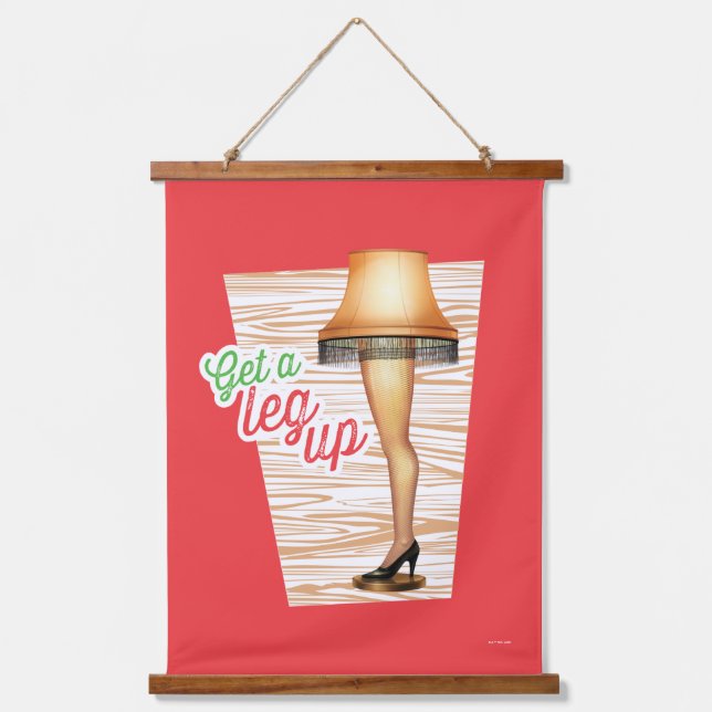 Ein Weihnachts-Lampe | Ein Leg hoch holen Wandteppich Mit Holzrahmen (Vorderseite)