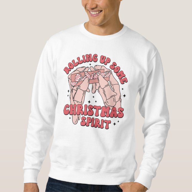 Ein Weihnachts-Spirit-Sweatshirt aufrollen Sweatshirt (Vorderseite)