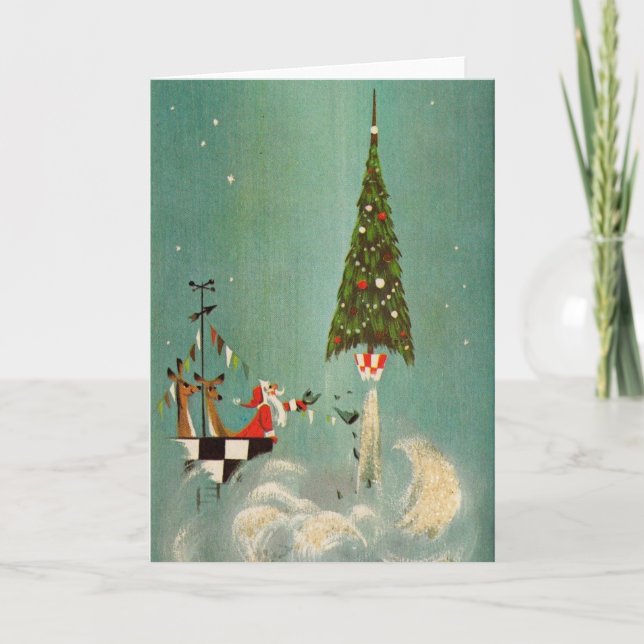 Ein Weihnachtsanfang für Mitte des Jahrhunderts Karte (Vorderseite)