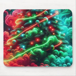 Ein Weihnachtsbaum in einem rauchigen Dunst auf ei Mousepad