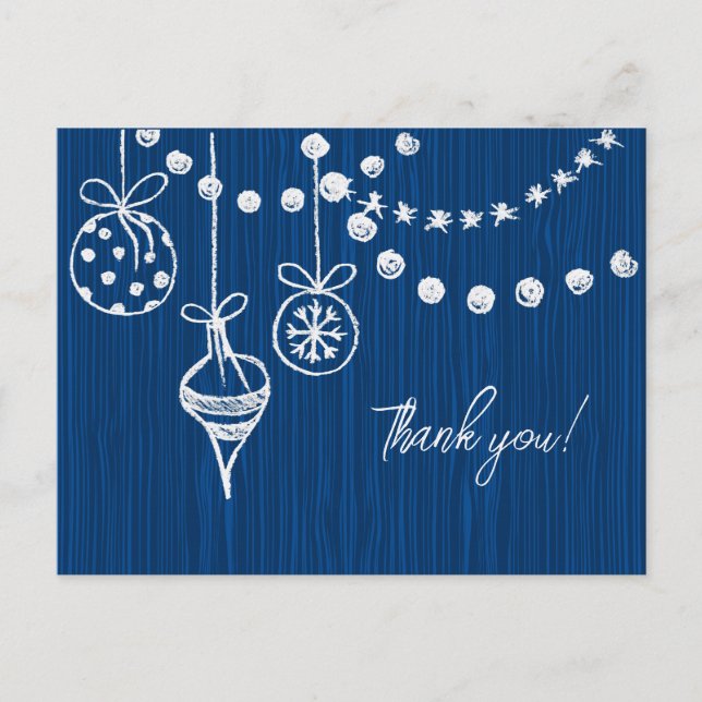Ein Weihnachtsfest in weißem Chalk auf blau Postkarte (Vorderseite)