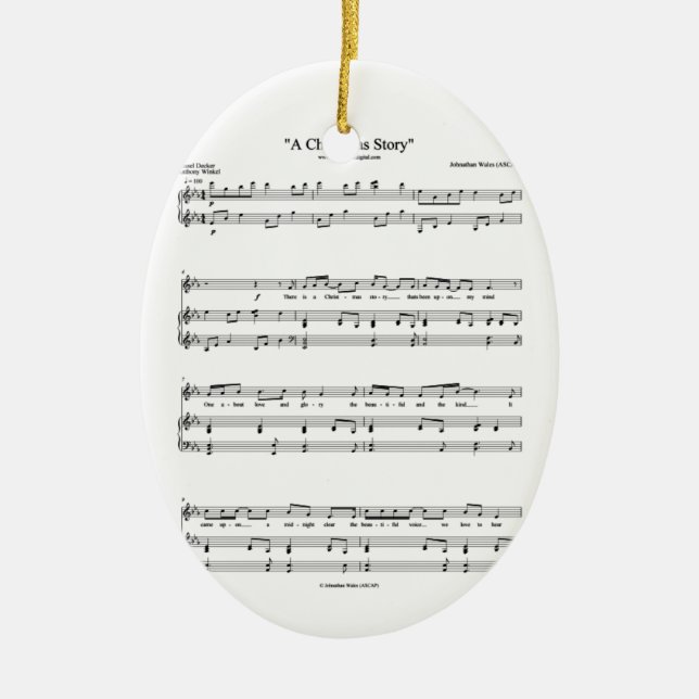 Ein Weihnachtsgeschichten-Musik-Blatt Keramikornament (Vorne)