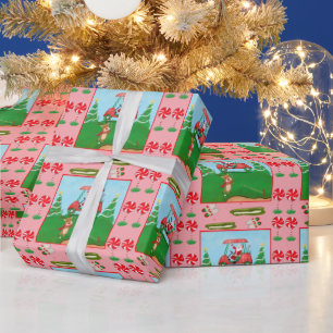 Ein Weihnachtsgolfausflug mit Santa und Rentieren Geschenkpapier