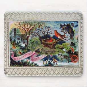 Ein Weihnachtsgruß, viktorianische Postkarte Mousepad