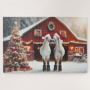 Ein Weihnachtskuss von zwei Pferden