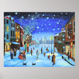 Ein Weihnachtslied Scrooge Winterstraßenzene Poster
