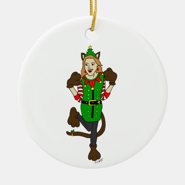 ein Weihnachtsmädchen Keramik Ornament (Vorne)