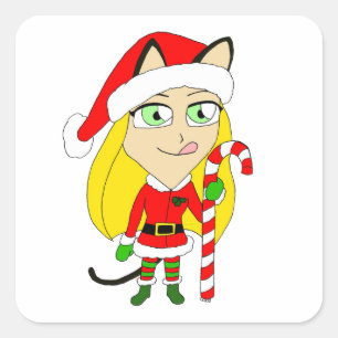 ein Weihnachtsmädchen Quadratischer Aufkleber