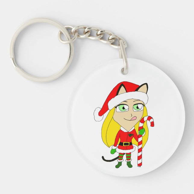 ein Weihnachtsmädchen Schlüsselanhänger (Vorderseite)