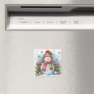 Ein Weihnachtsschneemann auf einer Kälte und Schne Magnet