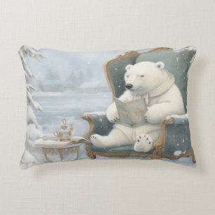 Ein weißer Polar-Bär im Schneekissen Dekokissen