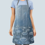 Ein weiterer Regentag Schürze<br><div class="desc">Malerei von Regen und Pfützen auf blauem Hintergrund. Ein typisch englischer Sommertag.</div>