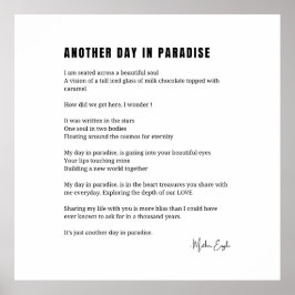 Ein weiterer Tag im Paradies Gedicht Schwarz-weiße Poster