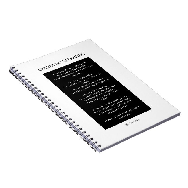 Ein weiterer Tag im Paradies Schwarzweiß-Notebook Notizblock (Rechte Seite)