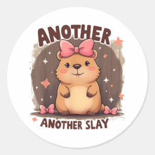Ein weiterer Tag Niedlich Capybara Lover Pink Runder Aufkleber