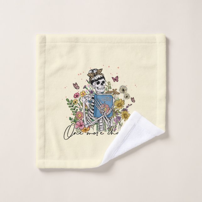 Ein weiteres Kapitel Blumenskelett Badhandtuch Set (Waschlappen)