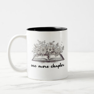 Ein weiteres Kapitel Buch mit Blumen  Zweifarbige Tasse