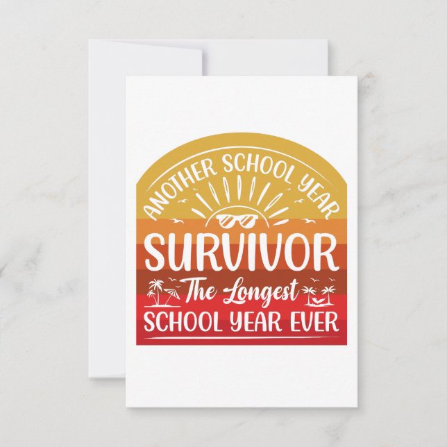 Ein weiteres Schuljahr überlebt Sonnenschule RSVP Karte (Vorderseite)