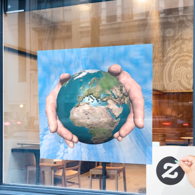 Ein Weltwall-Decal Fensteraufkleber (Café-Fenster)