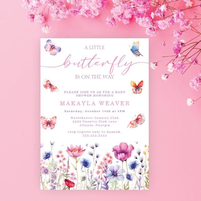 ein wenig Butterfly Lila niedliche Blume Kinderdus Einladung (Von Creator hochgeladen)