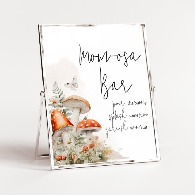 Ein wenig Fungi verzaubert Pilz-Mama Osa Bar Poster (Little Mushroom Baby Shower Mom Osa Bar Sign)