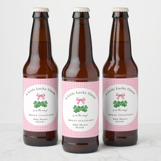 Ein wenig Glück Kleeblatt Babydusche Bierflaschenetikett (Flaschen)