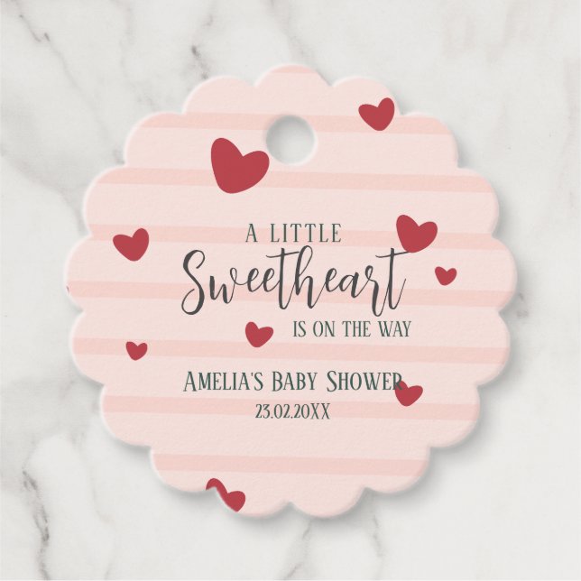 Ein wenig Liebeswissen, Valentinherzen, Baby Dusch Geschenkanhänger (Vorderseite)