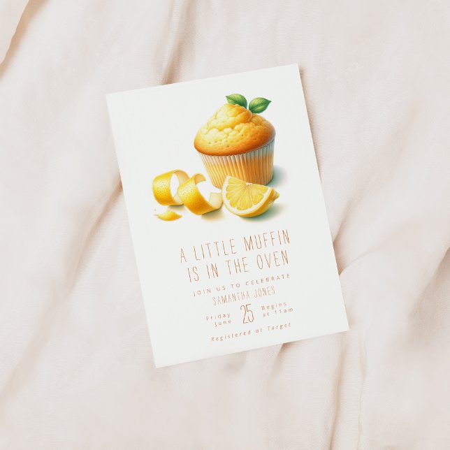 Ein wenig Muffin ist in der Oven-Baby-Dusche laden Einladung (Von Creator hochgeladen)
