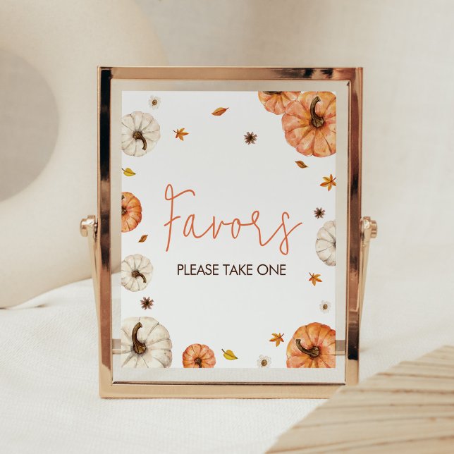 Ein wenig Pumpkin Baby Duschfavoriten Poster (Fall Pumpkin Baby Shower Favors Sign)