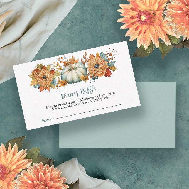 Ein wenig Pumpkin Herbst Floral Baby Dusche Begleitkarte (A Little Pumpkin Autumn Fall Floral Baby Shower Enclosure Card)