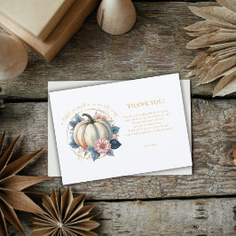 Ein wenig Pumpkin Herbst Floral Baby Dusche Dankeskarte