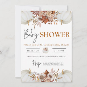 Ein wenig Pumpkin Herbst Floral Baby Dusche Einladung