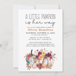 Ein wenig Pumpkin Herbst Floral Baby Dusche Einladung