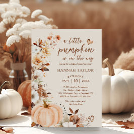 Ein wenig Pumpkin Herbst Floral Baby Dusche Einladung