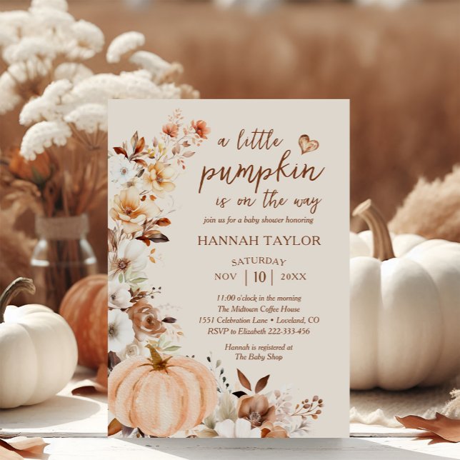 Ein wenig Pumpkin Herbst Floral Baby Dusche Einladung (Von Creator hochgeladen)