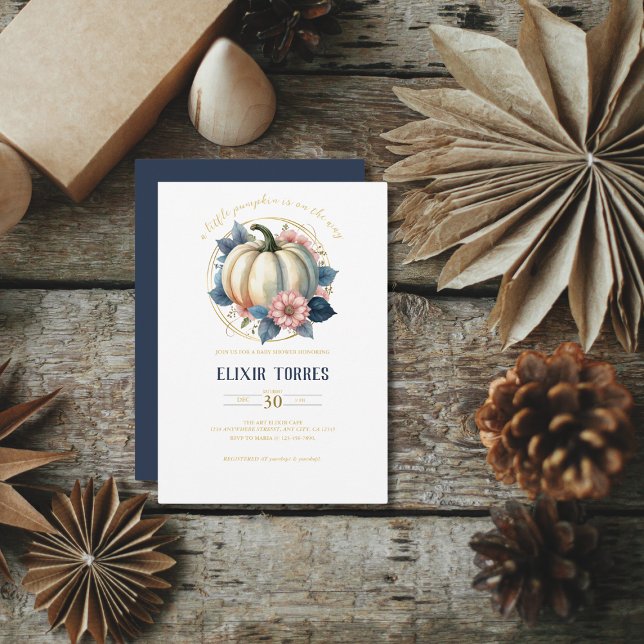 Ein wenig Pumpkin Herbst Floral Baby Dusche Einladung (Von Creator hochgeladen)
